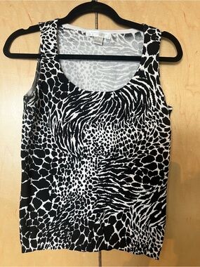 August Silk Black and White Animal Print Blouse